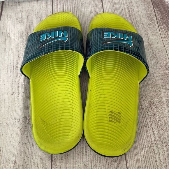 Nike men 7 slip on sandals/slides yellow & blue - Picture 3 of 6